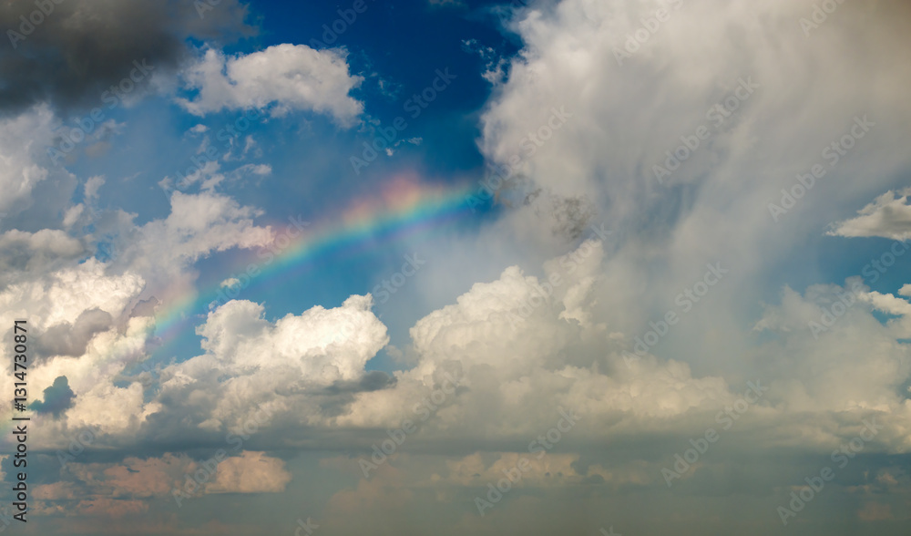 Fototapeta premium Florida weather in summer rain season. Blue sky with white clouds. Bright skyscape