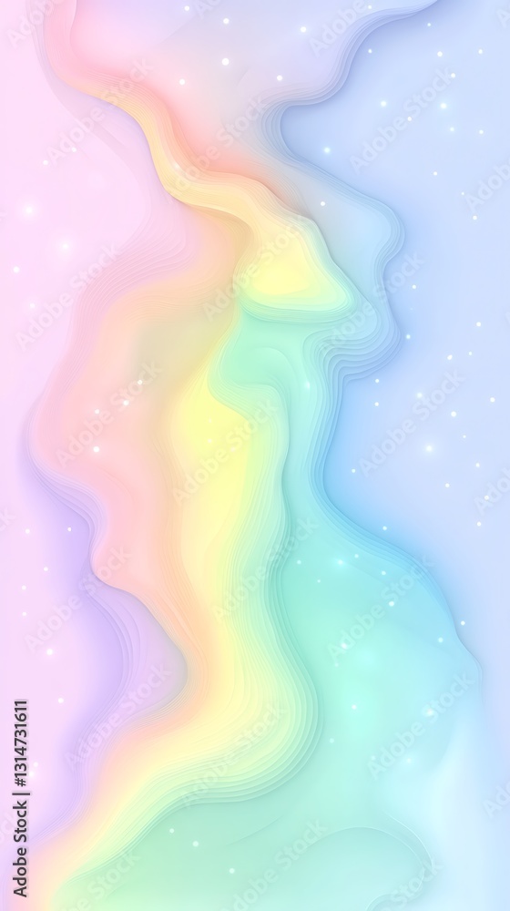 Obraz premium Pastel gradient wave with dreamy colors and subtle sparkling accents