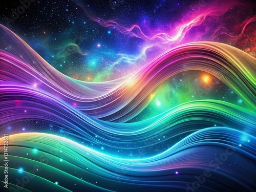Celestial Neon Waves: Abstract Futuristic Generative AI Background