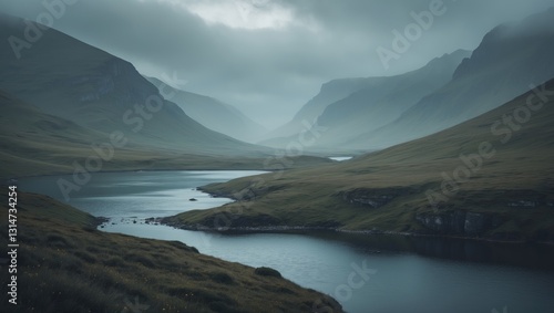 Images of minimalistic landscapes - flat design - depiction of a landscape