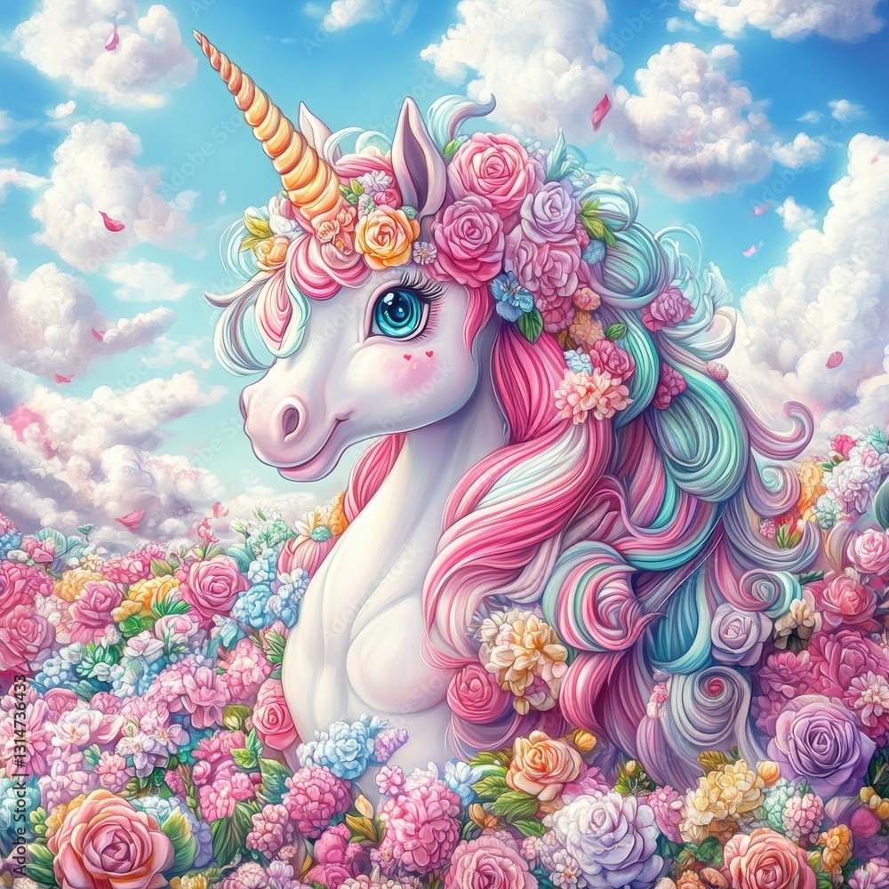 Beautiful unicorn character in Spring