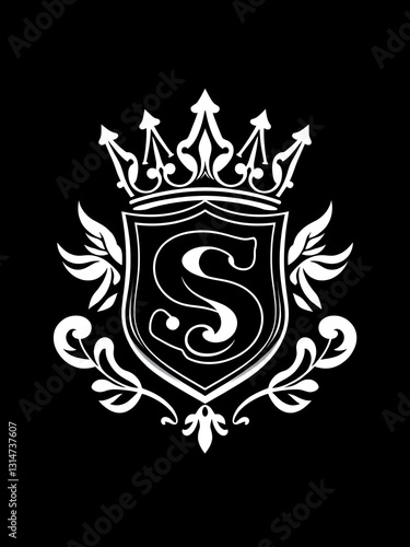 Creative Logo S shield and Crown, Design Inspiration, Illustration, Vector