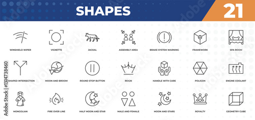 outline icons set - shapes concept. winshield wiper, vignette and more.