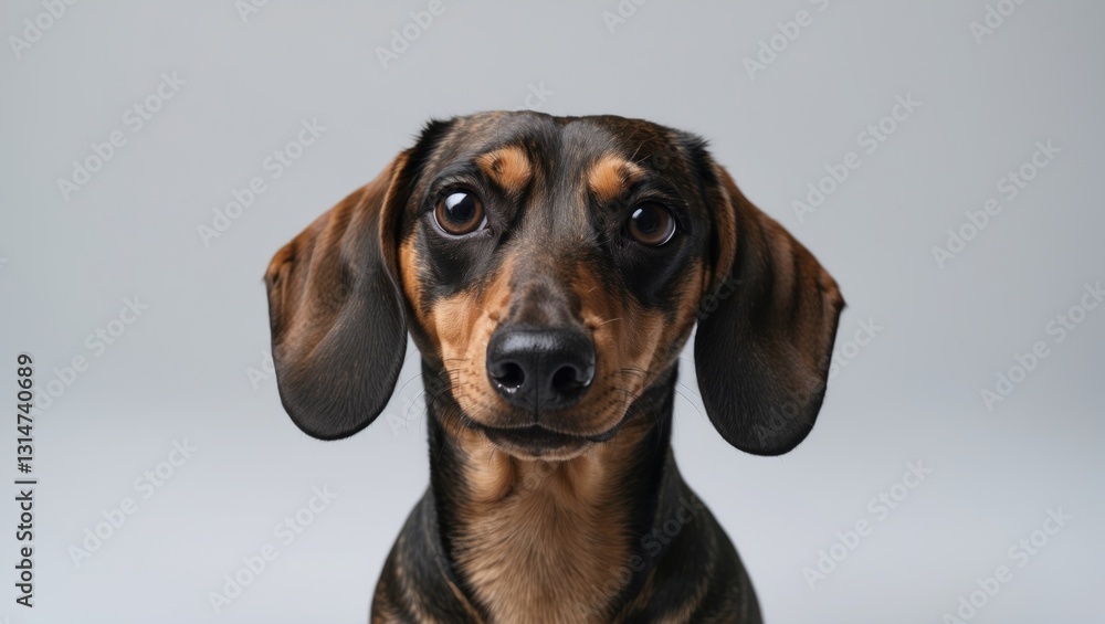 Portrait of a curious Dachshund looking adorable - studio shot, isolated on a white background. Portrait of a curious Dachshund looking adorable - studio shot, isolated on a white background.