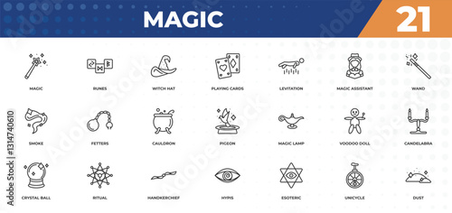 outline icons set - magic concept. magic, runes and more.