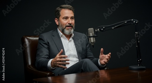 business man in podcast talking about business