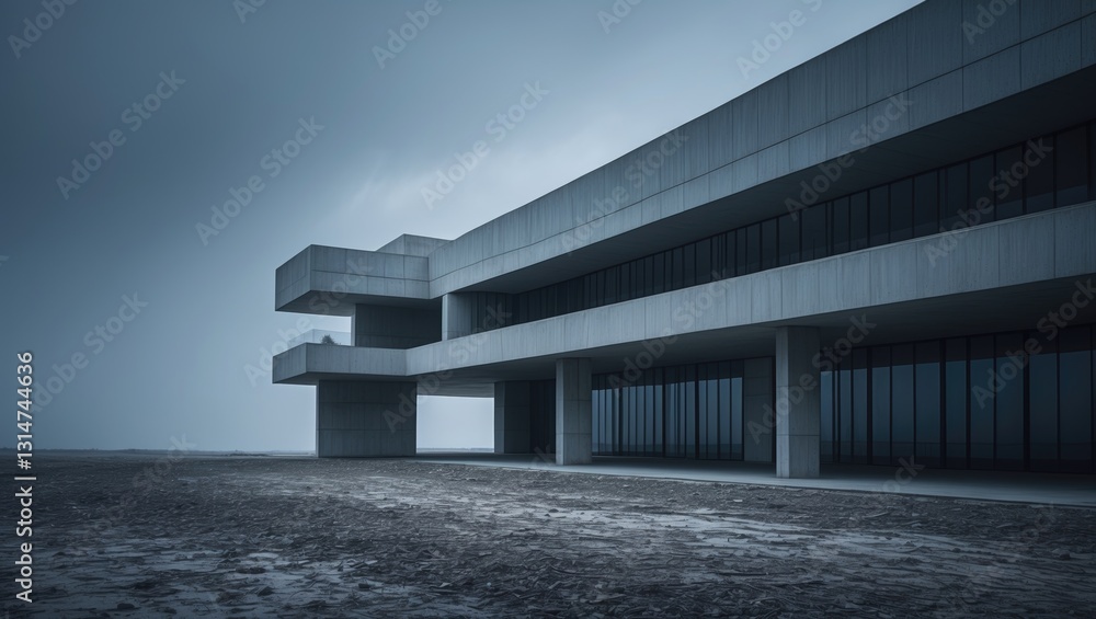 Fototapeta premium Modern building with exposed ground.