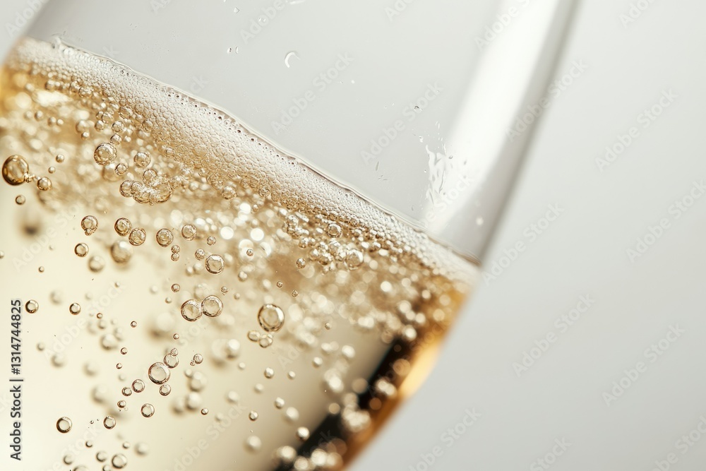Close-up of sparkling champagne bubbles rising in a glass, a celebratory drink. Close-up of sparkling champagne bubbles rising in a glass, a celebratory drink.