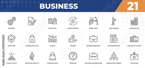 outline icons set - business concept. business, and more.