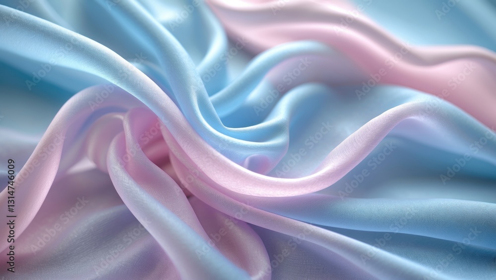 Obraz premium Pastel color transparent silk fabric flowing in the wind, freeze motion.