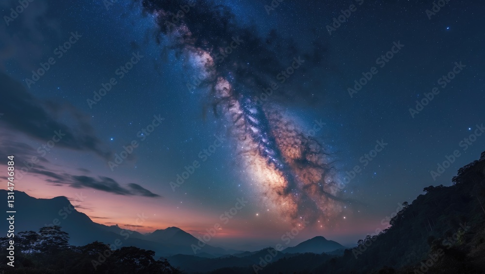 Naklejka premium Milky Way galaxy observed from Doi Inthanon.