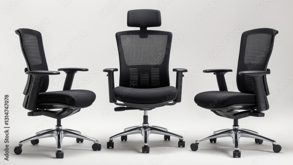 Upholstered modern office chair in black textile, isolated on a white background. Upholstered modern office chair in black textile, isolated on a white background.
