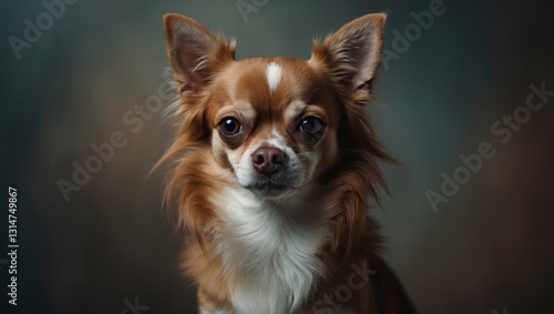 Portrait of a chihuahua with brown long hair. photo