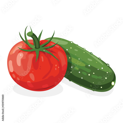 Elegant Silhouette Illustration Of tomato and cucumber