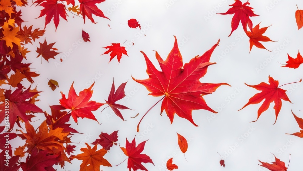 Falling autumn leaves against a white background. Falling autumn leaves against a white background.