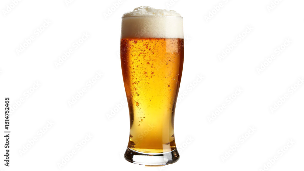 Tall Glass of Beer with Creamy Foam Isolated on Transparent Background for Refreshing Beverage Promotions Tall Glass of Beer with Creamy Foam Isolated on Transparent Background for Refreshing Beverage Promotions
