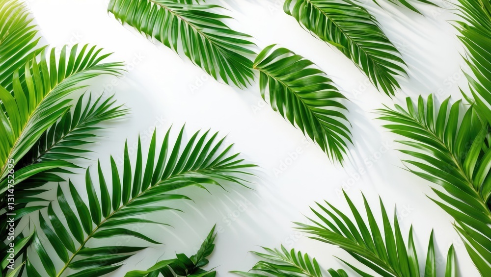 Green palm leaves isolated on a white background. Green palm leaves isolated on a white background.