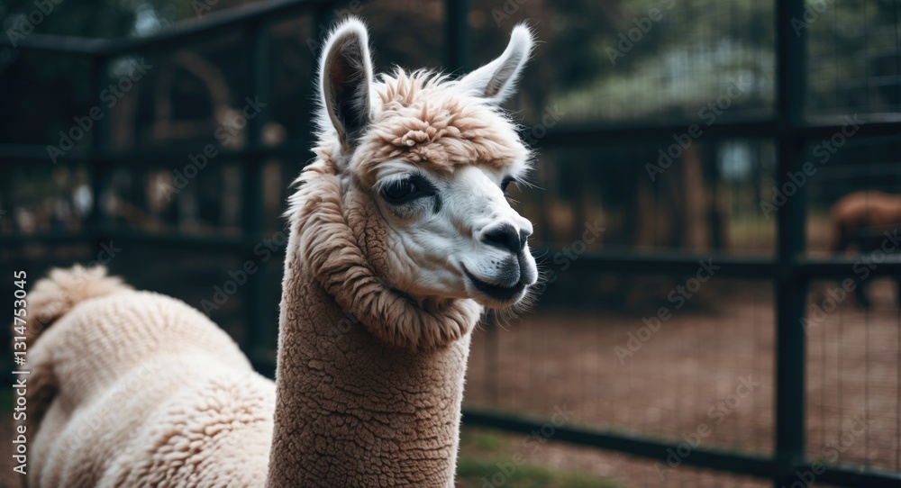 Obraz premium Llama alpaca at the zoo, adorable and fluffy animal.