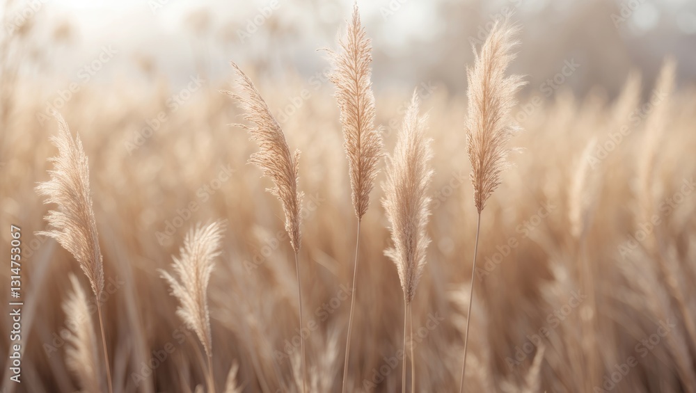 Pampas grass during autumn. Natural backdrop. Dry beige reeds. Pastel neutral shades and earth tones. Selective focus. Pampas grass during autumn. Natural backdrop. Dry beige reeds. Pastel neutral shades and earth tones. Selective focus.