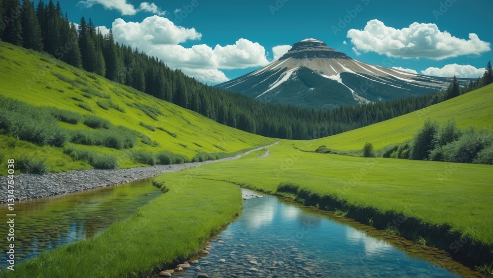 Fototapeta premium Image of a ski hill captured during the summer season.