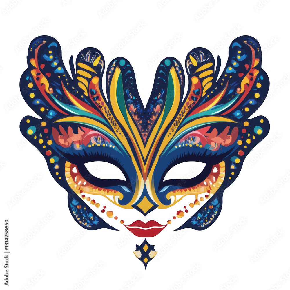 Naklejka premium Colorful Ornate Mask Design for Festive Celebrations and Events
