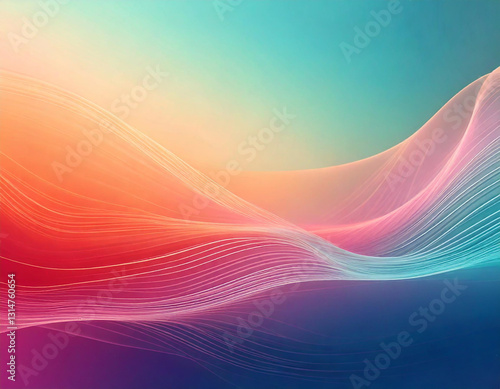The image showcases an abstract background with colorful waves and flowing lines in vibrant shades