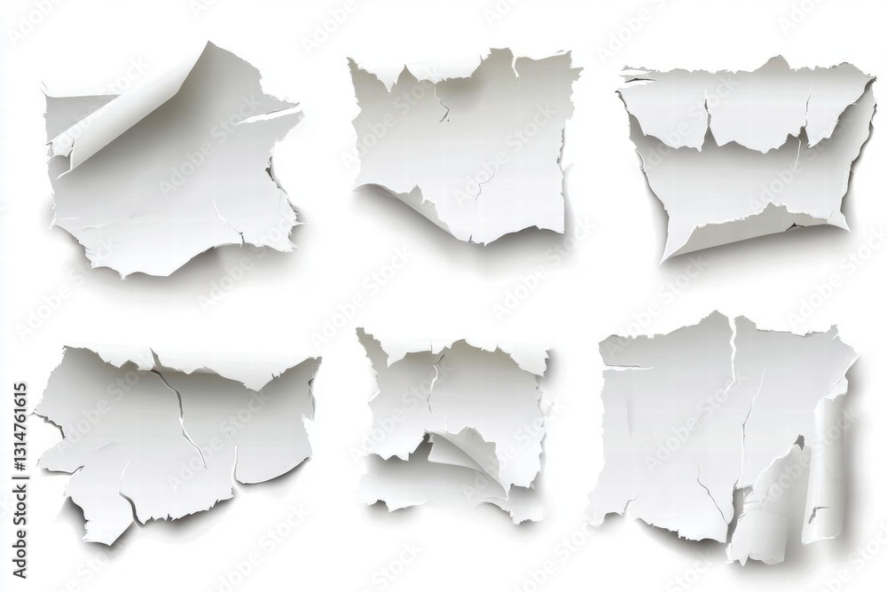 Torn Paper Pieces Set: Realistic Vector Illustrations for Design and Decoration Torn Paper Pieces Set: Realistic Vector Illustrations for Design and Decoration