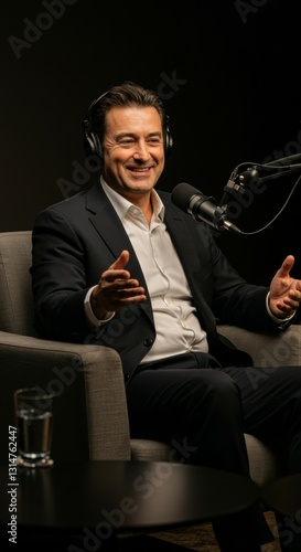 business man in podcast talking about business