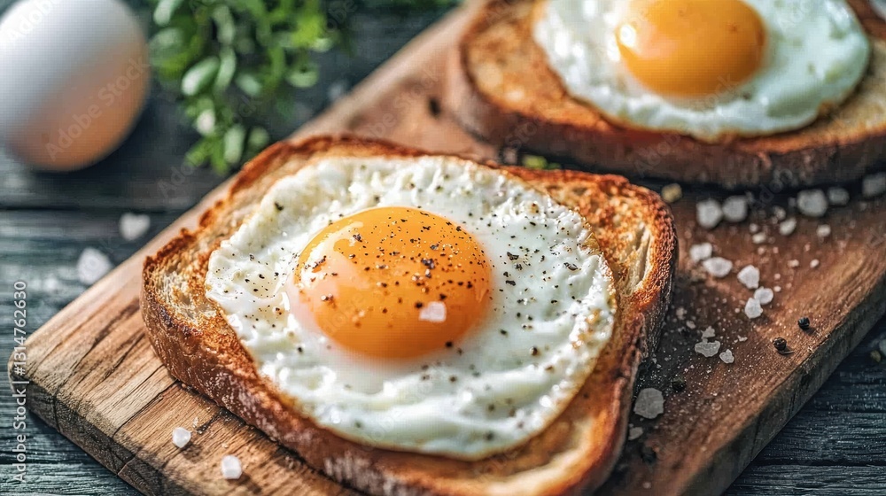 Delicious sunny-side up eggs on toast rustic kitchen food photography cozy atmosphere close-up culinary delight Delicious sunny-side up eggs on toast rustic kitchen food photography cozy atmosphere close-up culinary delight