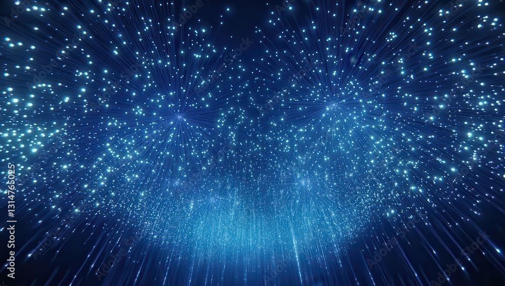 Obraz premium Enchanting Blue Particles Cascading from the Night Sky, Creating a Magical Atmosphere for Backgrounds and Digital Art Projects