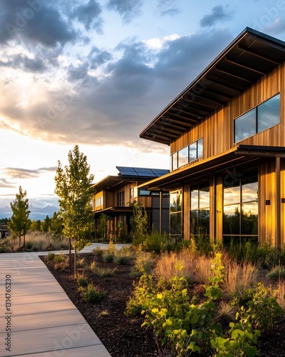 Wallpaper Mural eco-friendly office park with solar panels and rooftop garden Torontodigital.ca