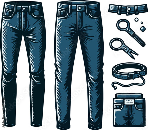 jeans pants vector template illustration 