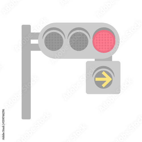 矢印式信号機（黄色）　路面電車　イラスト
