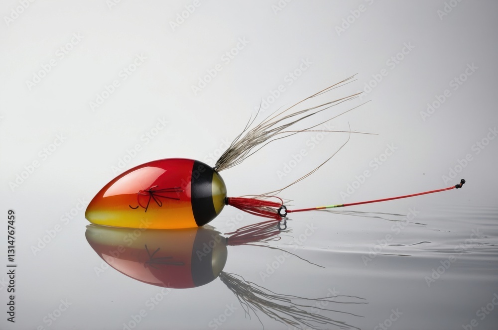 Fishing lure resting on calm water surface Fishing lure resting on calm water surface
