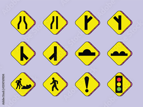 Free Download Minimalist Road Sign Vector Illustration Pack - GFXLoad