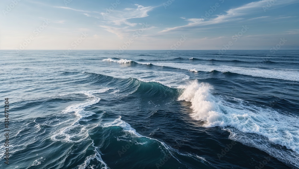 Serene ocean waves under a clear sky, capturing the beauty of nature's tranquility. Serene ocean waves under a clear sky, capturing the beauty of nature's tranquility.
