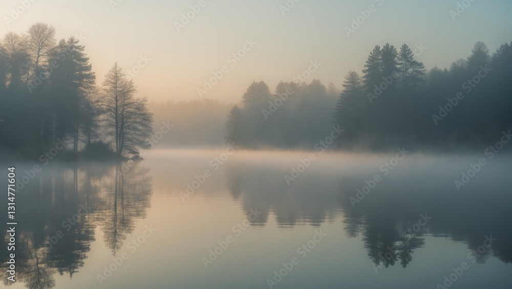Obraz premium A misty dawn over the Heide.