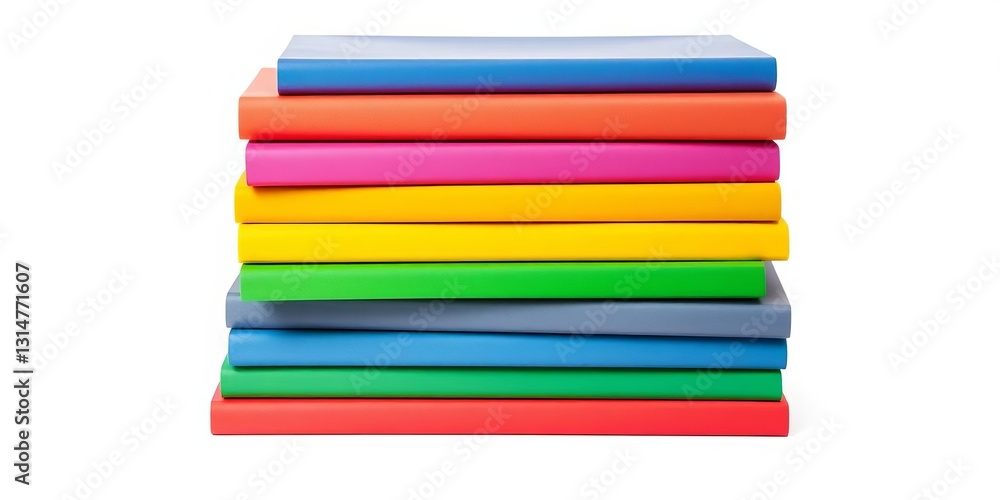 A vibrant stack of colorful books with bright covers, isolated on white , colorful, close-up A vibrant stack of colorful books with bright covers, isolated on white , colorful, close-up