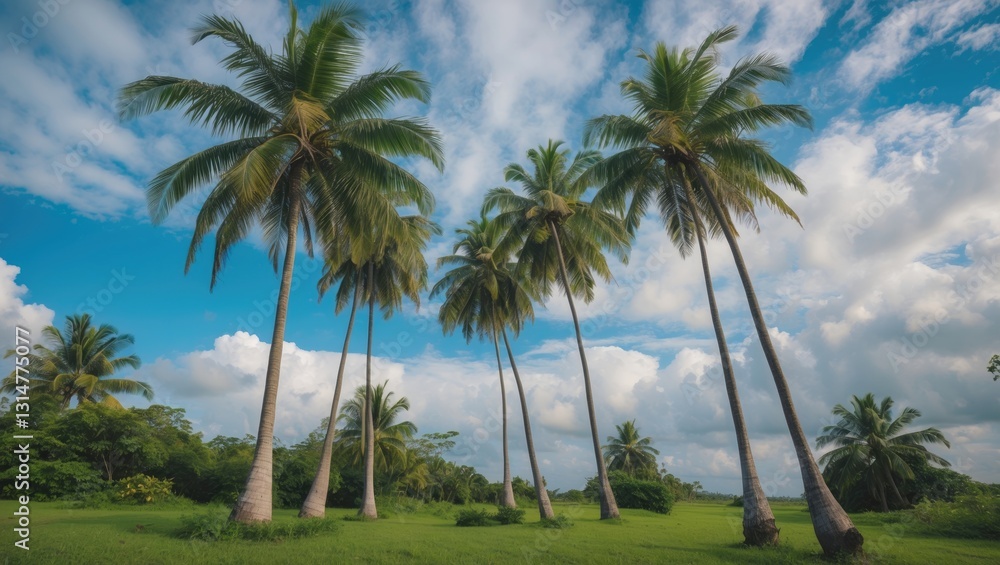 Coconut Tree with scenic landscape view Coconut Tree with scenic landscape view