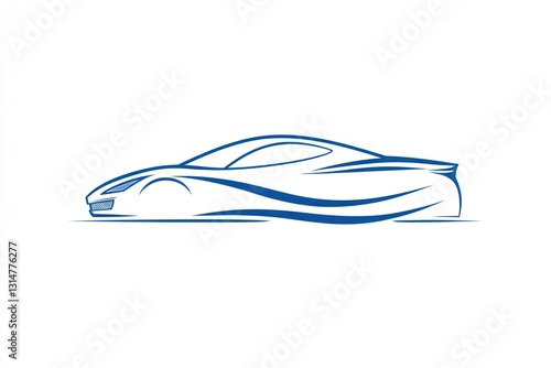Blue sports car design, side view, white background, automotive illustration