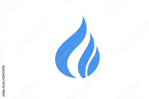 Blue flame icon for energy, heat, gas or liquid symbol in modern style on white background for logo or design photo