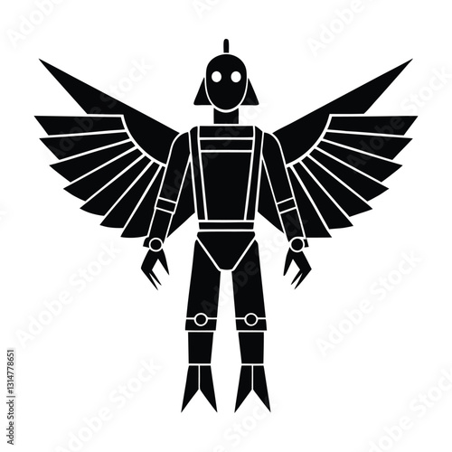 AI Powered Robotic Bird with Extended Wings Silhouette