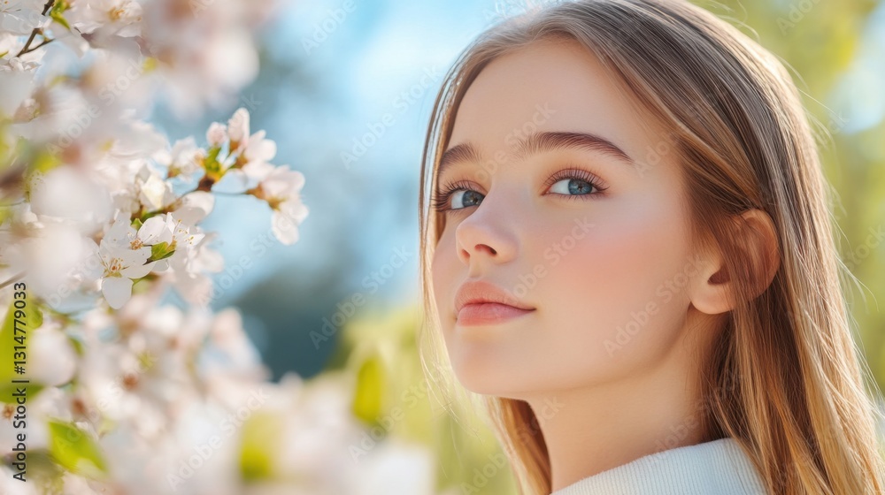 A young woman with glowing skin applying a hydrating serum to her face while standing on a sunlit balcony filled with blooming spring flowers. A young woman with glowing skin applying a hydrating serum to her face while standing on a sunlit balcony filled with blooming spring flowers.