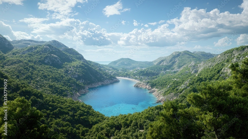 Serene Croatian Bay View from Mountain Top Serene Croatian Bay View from Mountain Top
