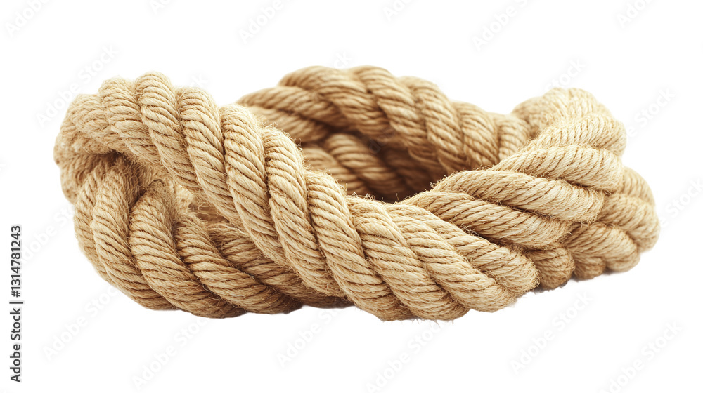 Rope isolated on white background, representing a thick, strong cord or line, ideal for crafting, industry, or adventurous outdoor activities. Rope isolated on white background, representing a thick, strong cord or line, ideal for crafting, industry, or adventurous outdoor activities.