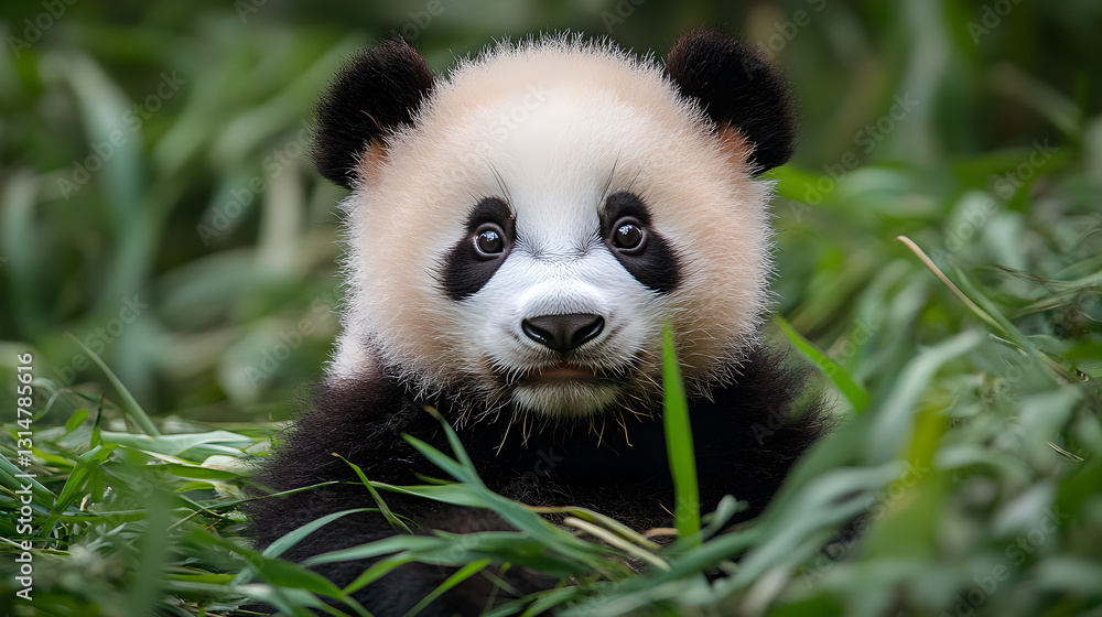 Obraz premium Panda Cub on the Grass
