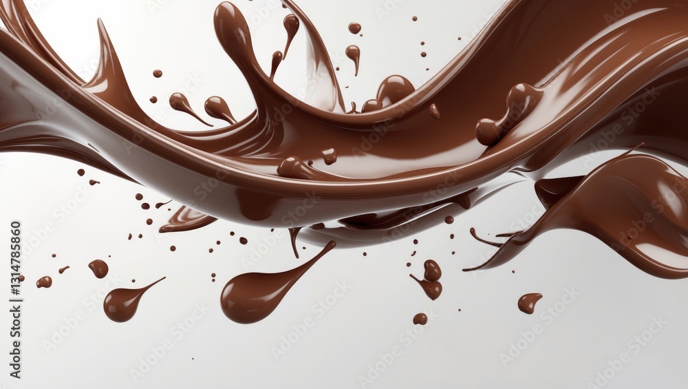 Fototapeta premium Abstract Chocolate Splash on Isolated White Background