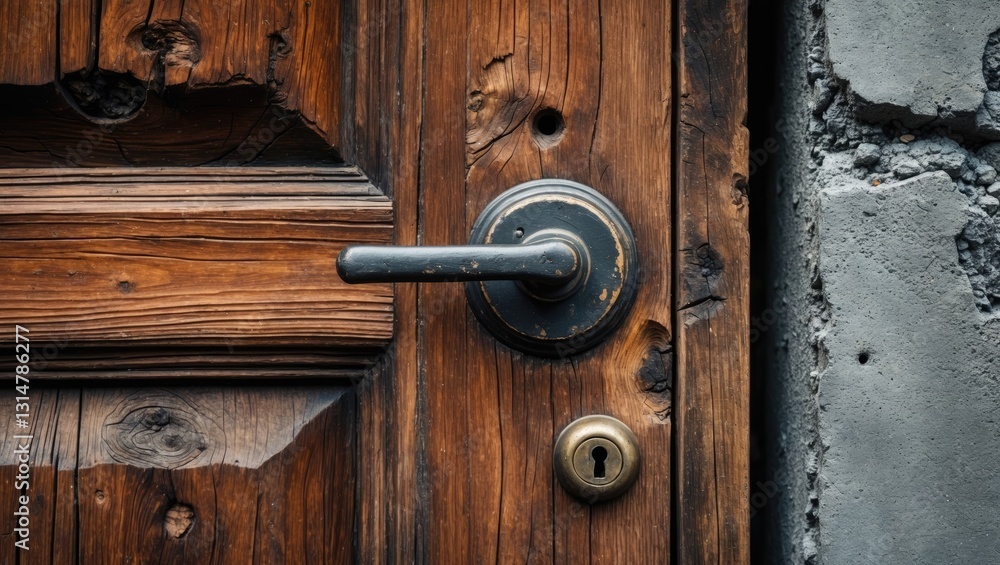 Old image name: rustic wooden door featuring a handle Old image name: rustic wooden door featuring a handle