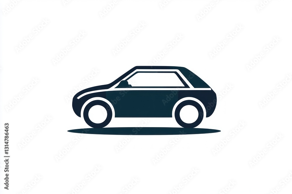 Simple car icon, side view, white background, website use Simple car icon, side view, white background, website use
