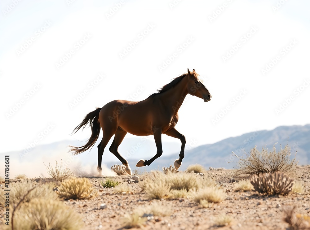 Fototapeta premium Wild Horses Running in the Dessert, Nature related image, Animal wild life image, wild life decoration, ai generated